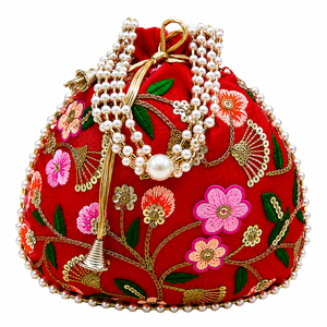 Sacs Potli en coton indien faits à la main avec cordon de serrage, cadeaux de mariage, brodés, élégants, légers, Rangrata, vente en gros - Product Image 4