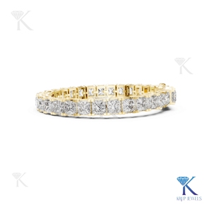 KRUP JEWELS 5.00MM Princess Cut Synthetic Lab-Grown Diamond Tennis <b>Bracelet</b> 14K <b>Solid</b> Gold Unisex Luxury Bridal Jewelry - Product Image 6