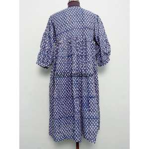 เดรสยาวลำลองสำหรับฤดูร้อน ผ้าฝ้าย 100% ไม่ถักทอ ลายดอกพิมพ์บล็อก แขนยาว เอวธรรมชาติ เป็นมิตรกับสิ่งแวดล้อม ซักได้ - Product Image 6