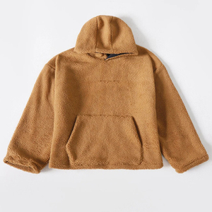 <b>Men's</b> Oversized <b>Sherpa</b> Hooded Fleece Sweatshirt Solid Color Casual Winter Wear Anti-Pilling Knitted Regular Fit - Product Image 4