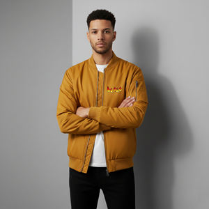 Veste varsity homme hiver haute qualité, tissu toile, design unique, logo imprimé DTF personnalisé, streetwear. - Product Image 4