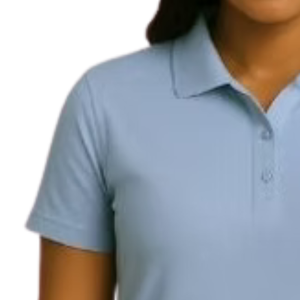 เสื้อโปโลปักลายสีฟ้าอ่อนสำหรับผู้หญิง แขนสั้นลำลอง ชุดยูนิฟอร์มธุรกิจสำหรับทุกวัน เสื้อผ้าสไตล์ชีวิตประจำวันที่สวมใส่สบาย - Product Image 4