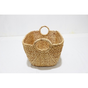 Rattan Woven Water Hyacinth Storage Basket Bohemian Style Durable Clothing Organizer for <b>Laundry</b> Room <b>Standing</b> Typ - Product Image 1