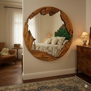 Espejo de Pared de Madera Estilo Provincial Francés, Elegante Espejo de Pared de Madera para Decoración de Estilo Antiguo, Espejo Colgante al por Mayor - Product Image 1