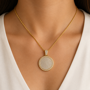 Men's Hip Hop Jewelry Custom Iced Round Medallion Pendant Necklace 925 Silver Gold Plated Moissanite Diamond <b>Prom</b> Party Occasion - Product Image 2