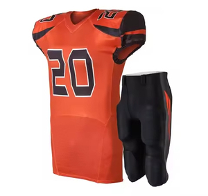 American Football Uniform Set Orange Black V-Neck Sleeveless Heat-Transfer Printed Moisture Wicking 100% Polyester - Product Image 1