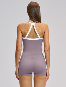 Conjuntos deportivos de dos piezas para mujer, top deportivo y shorts de cintura alta que realzan los glúteos, ropa deportiva para gimnasio, yoga y actividades físicas. - Product Image 2
