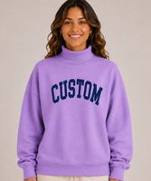 Nouveau sweat-shirt surdimensionné vintage pour femme avec logo personnalisé sur le devant, col montant, haute qualité, vente en gros pour l'hiver