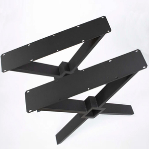 Modern X-Shaped <b>Bench</b> Legs 1 Pair Metal Black Table Legs - Product Image 1