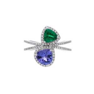 Handmade Tanzanite <b>Emerald</b> <b>Ring</b> 18K White Gold 925 Sterling <b>Silver</b> Luxury Gemstone Jewelry Women Elegant Gift - Product Image 4