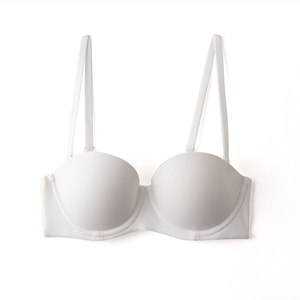Soutien-gorge push-up beige sans bretelles pour femme, fermeture avant, dos nu, demi-bonnet - Product Image 3
