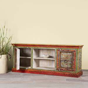 Meuble TV de luxe moderne en bois massif avec tiroirs, écologique, durable, réglable, fait main, coloré, pour salon, 65 pouces - Product Image 6