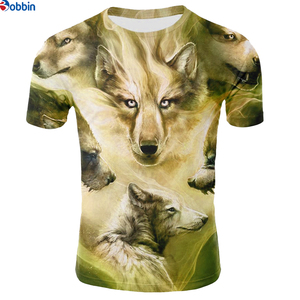 Custom Designed <b>Men's</b> Wolf 3D Print T-Shirt Short Sleeve O-Neck Casual <b>Animal</b> Pattern Breathable Regular Fit Polyester Shirt - Product Image 4