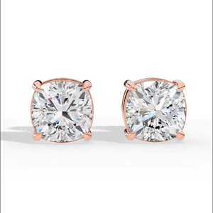 Boucles d'oreilles clous solitaires en diamant de laboratoire taille coussin brillant, or 14 carats, bijoux de luxe, fournisseur en gros - Product Image 1