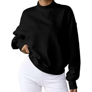 Women Oversized <b>Mock</b> <b>Neck</b> Sweatshirt Heavyweight Winter Casual <b>Top</b> - Product Image 1