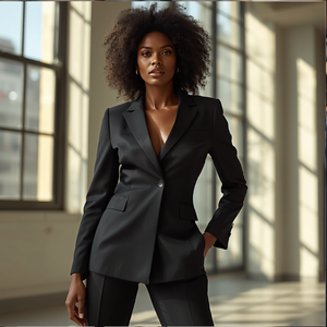Conjunto de Traje Formal para Mujer de Poliéster y Spandex Tejido, Blazer y Pantalones Elegantes de Un Solo Pecho para Oficina, Impermeable y Ecológico - Product Image 2