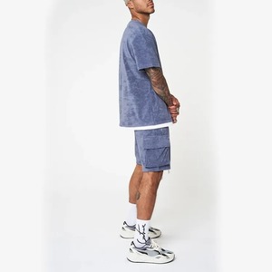 Ensemble d'été 2 pièces pour homme avec logo personnalisé, haute qualité, style streetwear décontracté, t-shirt et short délavés à l'acide - Product Image 4