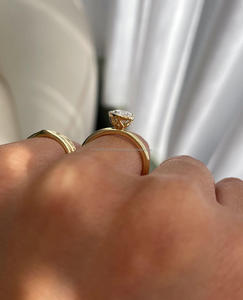 Bague de fiançailles/mariage vintage en or jaune 14 carats avec diamant de culture IGI/GIA, or blanc fin unisexe, pour anniversaire, digne d'une fête - Product Image 3