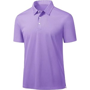 Polo de Manga Corta para Hombre, Color Morado Sólido, Diseño de Punto Casual, Corte Regular, Cierre de Botones - Product Image 1