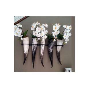 Ensemble de vases à fleurs élégants en corne de buffle antique, faits à la main, de haute qualité, en corne naturelle, design rustique en bambou pour la décoration de la maison, de la table et du jardin - Product Image 2