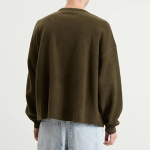 Suéter de Punto para Hombre, Cuello Redondo, Color Verde Oliva, Talla Grande, Estilo Casual, Manga Larga, Corte Regular, para Otoño - Product Image 5