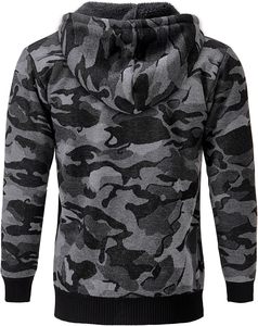 เสื้อฮู้ดลายพรางผู้ชายแบบมีซิป ผ้าถัก สวมใส่สบายๆ สำหรับฤดูใบไม้ร่วง ทรงปกติ สีดำเทา ลายพิมพ์ ผ้าฝ้าย - Product Image 5