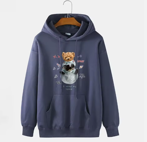 เสื้อฮู้ดดี้ผ้าฟลีซคุณภาพสูง 100% ผ้าฝ้าย สำหรับผู้ชาย สีพื้น ระบายอากาศได้ดี เป็นมิตรกับสิ่งแวดล้อม พิมพ์ลายดิจิทัล - Product Image 1