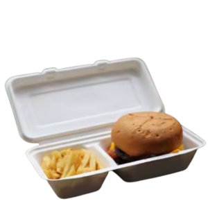 Conteneur alimentaire jetable écologique en forme de coquille |   Boîte à emporter en bagasse pour emballage en vrac, pour plats chauds et froids, burgers et frites - Product Image 4