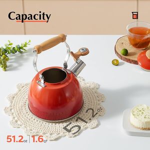 Bollitore da tè in acciaio inossidabile con manico ergonomico Cool Touch, teiera a fischio per piano cottura, per uso alimentare - Product Image 3