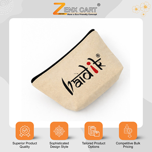 กระเป๋าเครื่องสำอางผ้าฝ้ายคุณภาพพรีเมียม 310 GSM ปรับแต่งได้ พร้อมซิปปิด ดีไซน์ทันสมัยสำหรับใช้ในชีวิตประจำวัน ผลิตในอินเดีย - Product Image 2
