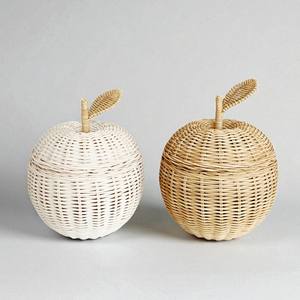 Contenedores organizadores de ratán con forma de fruta, cesta de almacenamiento tejida a mano, organizador para la sala de juegos de niños pequeños - Product Image 1