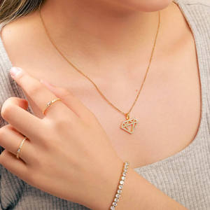 Geometric Moissanite <b>Pendant</b> 925 Silver <b>Solid</b> <b>Gold</b> Plated Iced Out Crystal Necklace Unisex Luxury Everyday Wear - Product Image 3