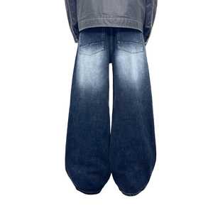Men's Wide Leg Denim Pants High Waist Loose Fit Stonewashed Cotton Casual Autumn Style Solid Color Pockets - Product Image 5