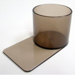 <b>Small</b> Plastic <b>Slide</b>-In Cup Holder Smoke-Colored for Added Style for Glass Candle Holders Lanterns & Candle Jars - Product Image 1