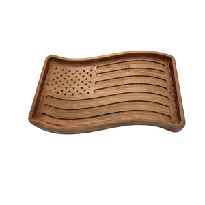 Bandeja de Servir de Madera de Acacia con Grabado Láser de la Bandera de EE. UU. de Alta Calidad para Decoración del Hogar, Tamaño Personalizado, Celebra el 4 de Julio, Hecho en Vietnam - Product Image 4