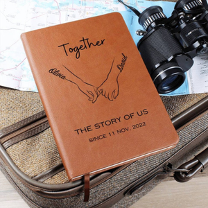 สมุดบันทึกหนังสีน้ำตาลคู่รักแบบสั่งทำพิเศษ ขนาด A5 เข้าเล่มแบบ Thermal Binding ของขวัญวันวาเลนไทน์/วันครบรอบ  รุ่น Al-Amir - Product Image 5