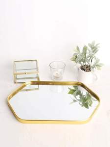 Elegant Serving Metal And <b>Mirror</b> Tray For Coffee Tea And Snacks For Home Kitchen And Party Event Use - Product Image 3