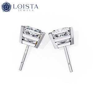 Boucles d'oreilles en diamant de laboratoire taille princesse avec certification IGI pour femmes, bijoux de luxe - Product Image 3