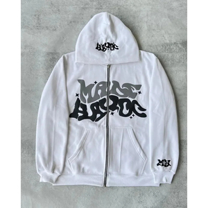 Sudadera con capucha y cremallera con estampado de estrellas y letras estilo retro americano para mujer y hombre, Y2K, primavera y otoño, estilo informal, chaqueta de marca personalizada - Product Image 6