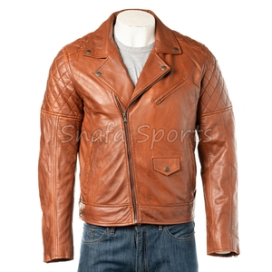 Online Best Sale Full Sleeve Autumn Fashion Designed with Solid Pattern Polyester Lining Real <b>Leather</b> <b>Jacket</b> - Product Image 2