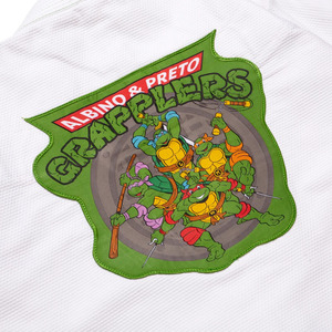 Uniforme de Jiu Jitsu Brasileño de Alta Calidad, 100% Algodón, Lote 76 TMNT Albino y Preto, Diseño Personalizado con Logotipo - Product Image 6
