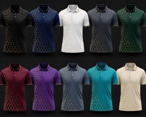 เสื้อเชิ้ตแขนสั้นผู้ชาย สีเข้ม ระบายอากาศได้ดี แห้งเร็ว สปอร์ต ผ้าถัก โพลีเอสเตอร์/คอตตอน - Product Image 5
