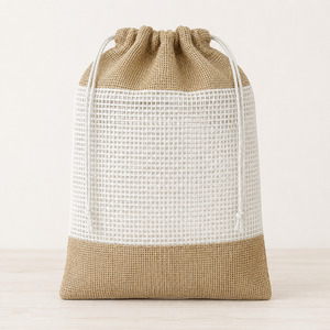 Bolsa Reutilizable de Yute y Algodón para Productos, 22x30 cm, con Cordón, para Verduras y Frutas, con Logotipo Personalizado, Venta al Por Mayor, Fabricante OEM - Product Image 2