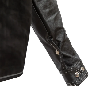 Blouson Bomber Unisexe en Cuir Véritable avec Doublure en Peau de Mouton, Bordure en Fourrure, Fermeture Éclair Tricotée, Manches Longues, Écologique, Vintage, Hiver, Coton - Product Image 4