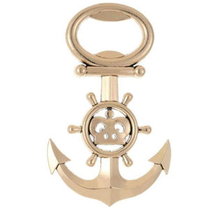 Abridor de Botellas con Forma de Ancla Náutica, Recuerdos de Boda, Abridor de Cerveza de Aleación Metálica Dorada Antigua con Forma de Timón de Barco, Diseño Único, Fiesta Temática Oceánica - Product Image 1