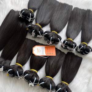 Listo para enviar Jet Black Bone Straight Extensiones de cabello Virgen sin procesar vietnamita de alto grado sin procesar - Product Image 5