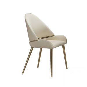 Set di 2 sedie da pranzo in pelle PU beige con gambe in metallo - Product Image 3
