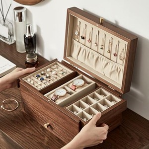 Hardwood Multi-Tier Jewelry <b>Box</b> with Mirror | Wholesale Wooden <b>Storage</b> Organizer - Product Image 4