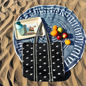 Bolsos de Mano de Algodón Orgánico Ecológicos, Ligeros, de Color Sólido, con Cierre de Cremallera, Bolsillos Interiores, para Playa y Uso Diario, Color Negro - Product Image 4