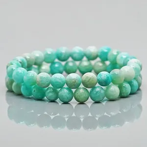 Natural Amazonite Smooth Round AA Grade Gemstone Beads <b>Stretch</b> <b>Bracelet</b> Healing Jewelry Wholesale Bulk - Product Image 4
